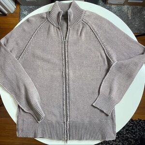 Lindbergh Men’s Cotton Blend Full Zip Knit Sweater Brown Size XXL